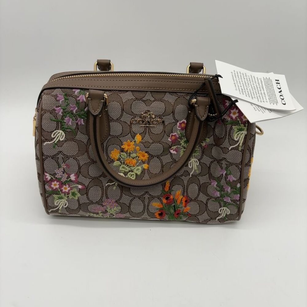 Coach Bag With Floral Embroidery - Picture 2 of 9